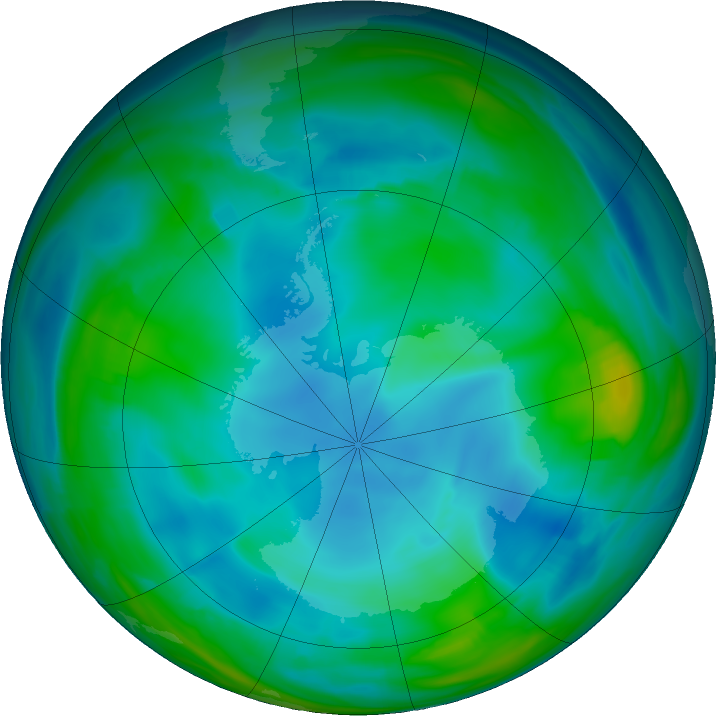 Antarctic ozone map for 18 June 2021